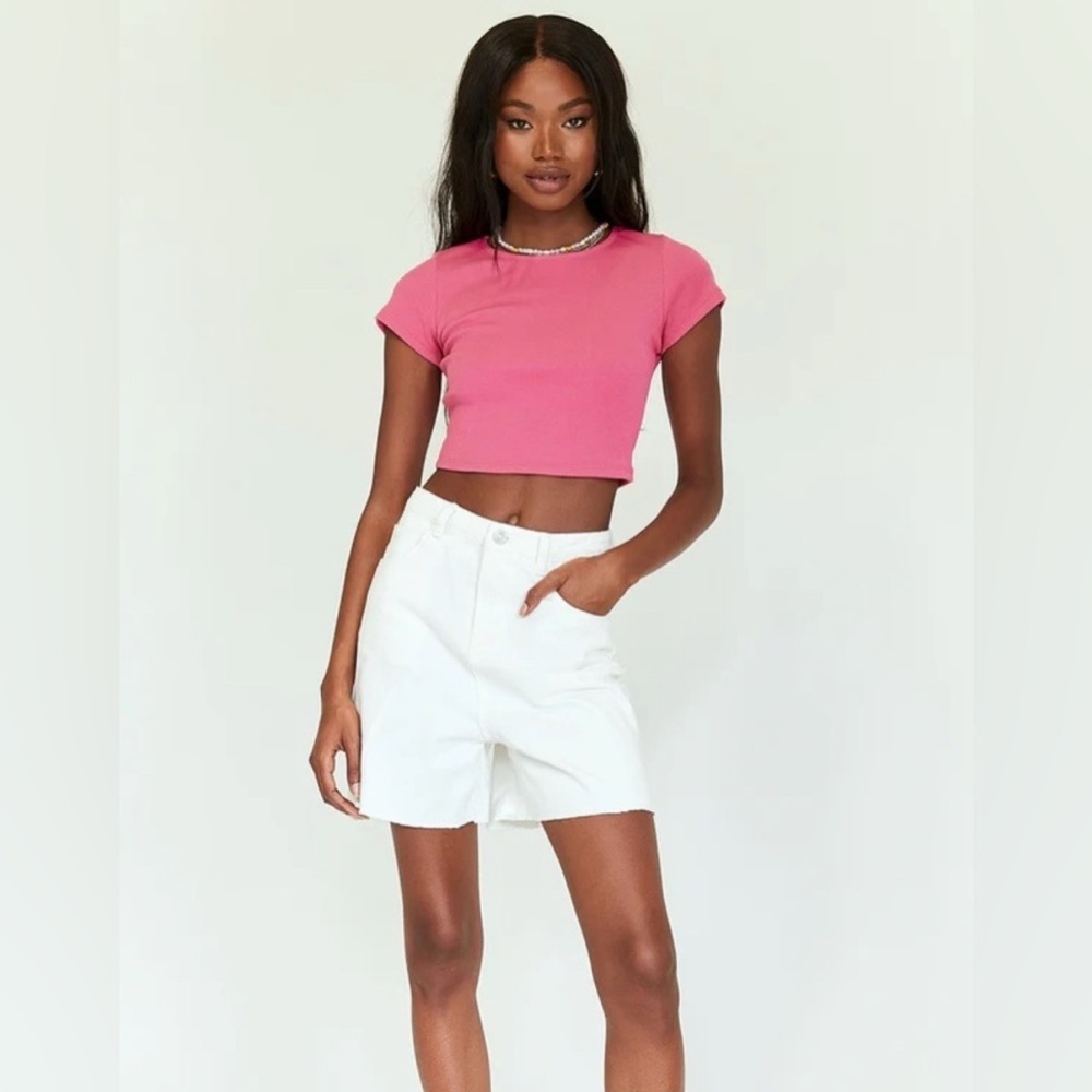 PRINCESS POLLY Ribbed Pink Crop Top - 2